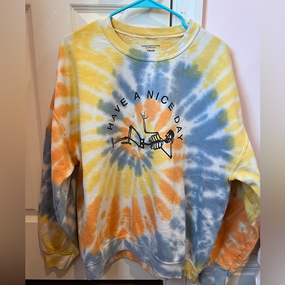 Tie-dye Urban Outfitters oversized skeleton crewneck